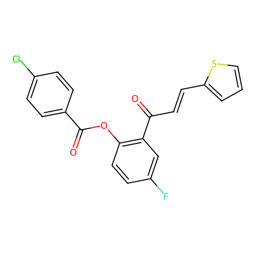 4-fluoro-2-[(2E)-3-(thiophen-2-yl)prop-2-enoyl]phenyl 4-chlorobenzoate structure
