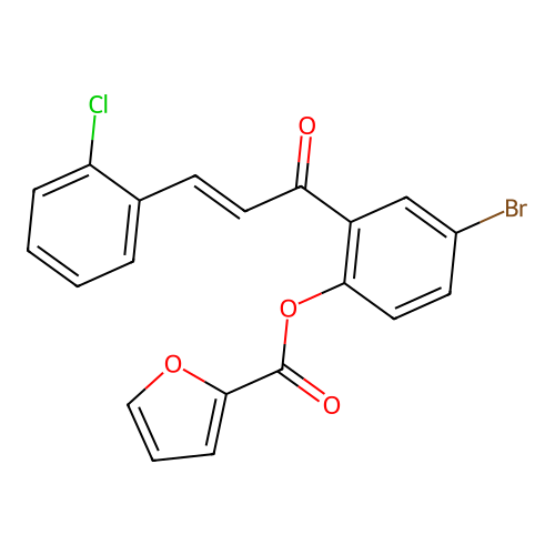 4-bromo-2-[(2E)-3-(2-chlorophenyl)prop-2-enoyl]phenyl furan-2-carboxylate structure