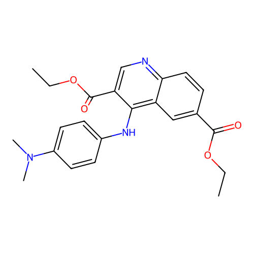 Diethyl 4-((4-(dimethylamino)phenyl)amino)quinoline-3,6-dicarboxylate structure
