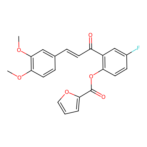 2-[(2E)-3-(3,4-dimethoxyphenyl)prop-2-enoyl]-4-fluorophenyl furan-2-carboxylate structure