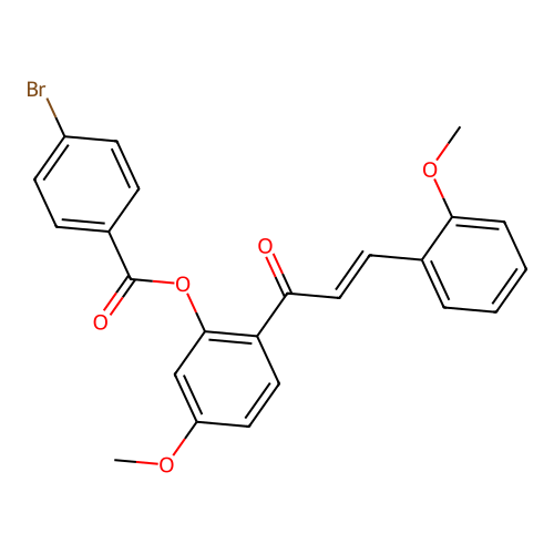 [5-methoxy-2-[(E)-3-(2-methoxyphenyl)prop-2-enoyl]phenyl] 4-bromobenzoate structure