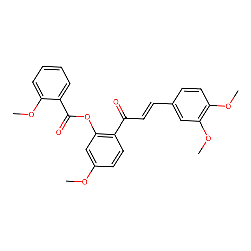 2-[(2E)-3-(3,4-dimethoxyphenyl)prop-2-enoyl]-5-methoxyphenyl 2-methoxybenzoate structure