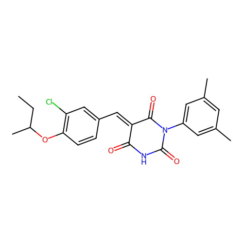 (5E)-5-[(4-butan-2-yloxy-3-chlorophenyl)methylidene]-1-(3,5-dimethylphenyl)-1,3-diazinane-2,4,6-trione structure