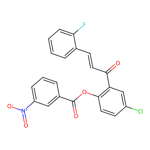 [4-chloro-2-[(E)-3-(2-fluorophenyl)prop-2-enoyl]phenyl] 3-nitrobenzoate structure