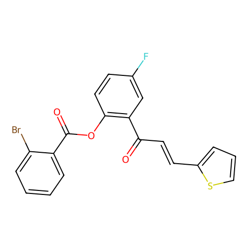 4-fluoro-2-[(2E)-3-(thiophen-2-yl)prop-2-enoyl]phenyl 2-bromobenzoate structure