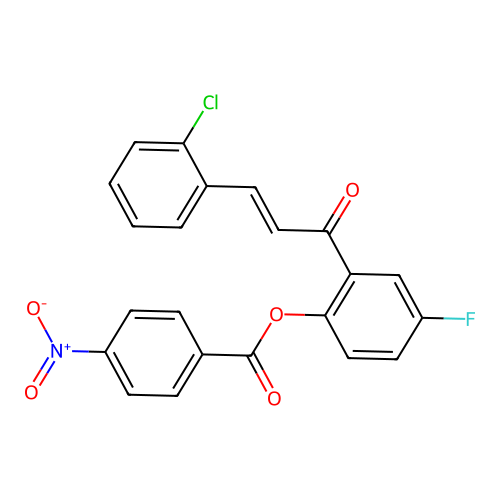 2-[(2E)-3-(2-chlorophenyl)prop-2-enoyl]-4-fluorophenyl 4-nitrobenzoate structure