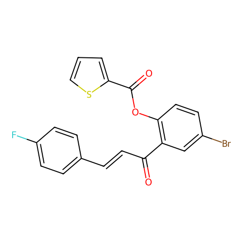 4-bromo-2-[(2E)-3-(4-fluorophenyl)prop-2-enoyl]phenyl thiophene-2-carboxylate structure