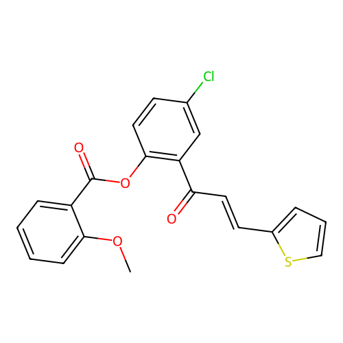 4-chloro-2-[(2E)-3-(thiophen-2-yl)prop-2-enoyl]phenyl 2-methoxybenzoate structure