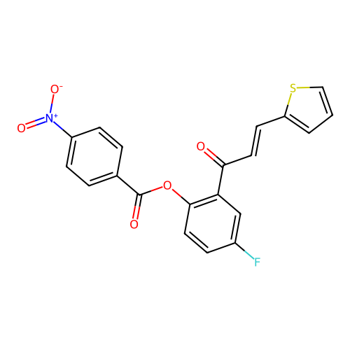 4-fluoro-2-[(2E)-3-(thiophen-2-yl)prop-2-enoyl]phenyl 4-nitrobenzoate structure