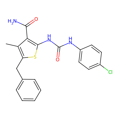 5-Benzyl-2-[(4-chlorophenyl)carbamoylamino]-4-methylthiophene-3-carboxamide structure