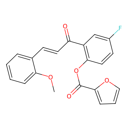 4-fluoro-2-[(2E)-3-(2-methoxyphenyl)prop-2-enoyl]phenyl furan-2-carboxylate structure