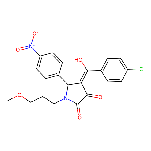 4-(4-chlorobenzoyl)-3-hydroxy-1-(3-methoxypropyl)-5-(4-nitrophenyl)-1H-pyrrol-2(5H)-one structure