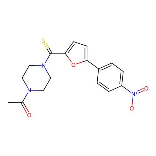 1-(4-{[5-(4-Nitrophenyl)furan-2-yl]carbonothioyl}piperazin-1-yl)ethanone structure
