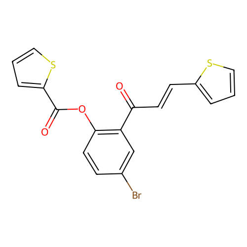 4-bromo-2-[(2E)-3-(thiophen-2-yl)prop-2-enoyl]phenyl thiophene-2-carboxylate structure