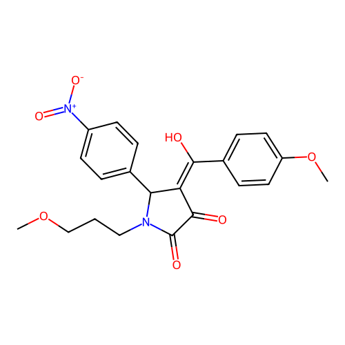3-hydroxy-4-(4-methoxybenzoyl)-1-(3-methoxypropyl)-5-(4-nitrophenyl)-1H-pyrrol-2(5H)-one structure