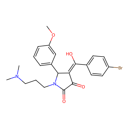 (4E)-4-[(4-bromophenyl)-hydroxymethylidene]-1-[3-(dimethylamino)propyl]-5-(3-methoxyphenyl)pyrrolidine-2,3-dione structure