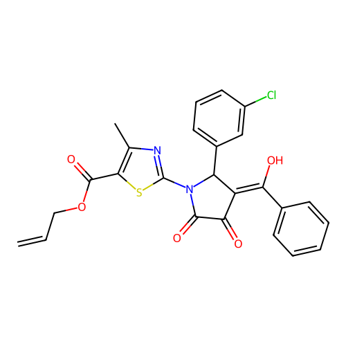 allyl 2-(3-benzoyl-2-(3-chlorophenyl)-4-hydroxy-5-oxo-2,5-dihydro-1H-pyrrol-1-yl)-4-methylthiazole-5-carboxylate structure