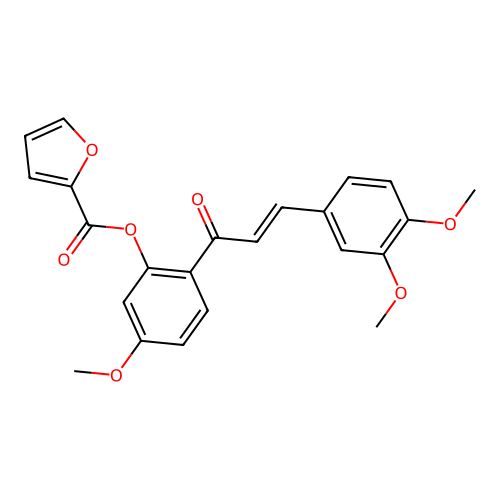 2-[(2E)-3-(3,4-dimethoxyphenyl)prop-2-enoyl]-5-methoxyphenyl furan-2-carboxylate structure