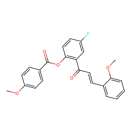 [4-fluoro-2-[(E)-3-(2-methoxyphenyl)prop-2-enoyl]phenyl] 4-methoxybenzoate structure