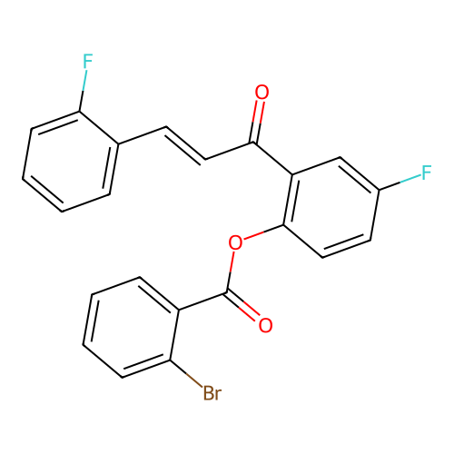 4-fluoro-2-[(2E)-3-(2-fluorophenyl)prop-2-enoyl]phenyl 2-bromobenzoate structure