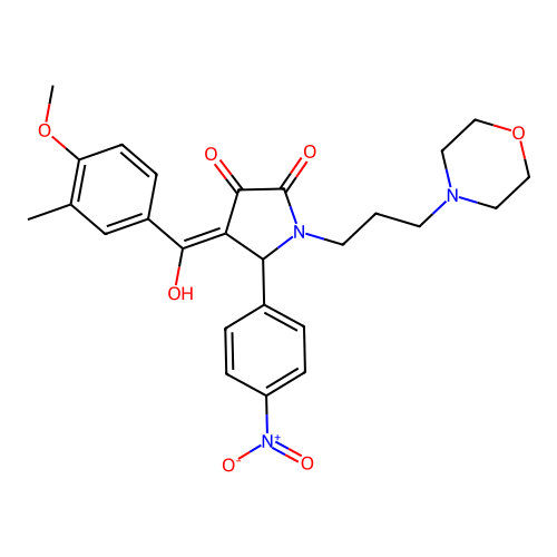 (4E)-4-[hydroxy-(4-methoxy-3-methylphenyl)methylidene]-1-(3-morpholin-4-ylpropyl)-5-(4-nitrophenyl)pyrrolidine-2,3-dione structure