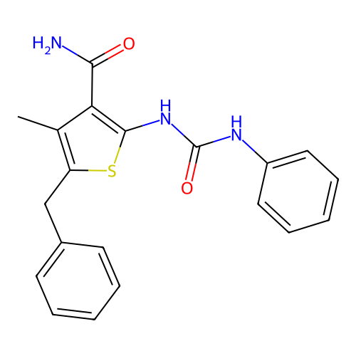 5-Benzyl-4-methyl-2-(phenylcarbamoylamino)thiophene-3-carboxamide structure