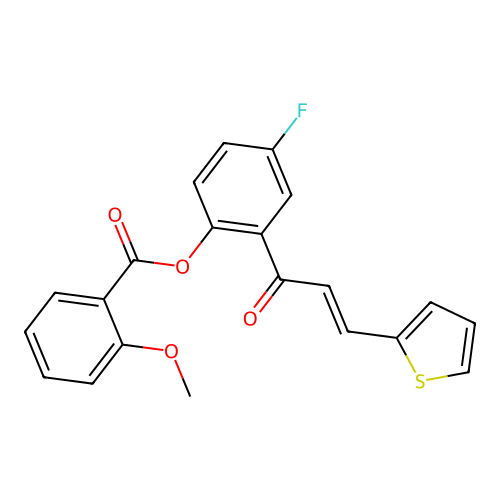 4-fluoro-2-[(2E)-3-(thiophen-2-yl)prop-2-enoyl]phenyl 2-methoxybenzoate structure