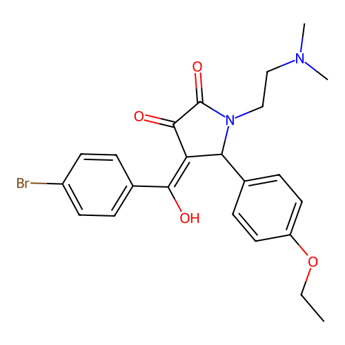 (4E)-4-[(4-bromophenyl)-hydroxymethylidene]-1-(2-dimethylaminoethyl)-5-(4-ethoxyphenyl)pyrrolidine-2,3-dione structure