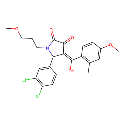 (4E)-5-(3,4-dichlorophenyl)-4-[hydroxy(4-methoxy-2-methylphenyl)methylidene]-1-(3-methoxypropyl)pyrrolidine-2,3-dione structure