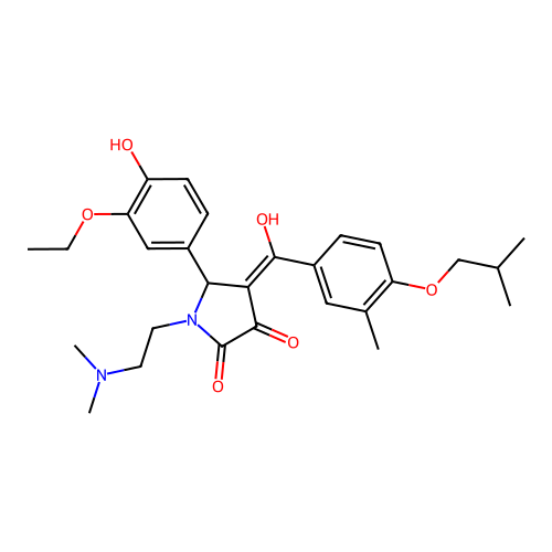 (4E)-1-(2-dimethylaminoethyl)-5-(3-ethoxy-4-hydroxyphenyl)-4-[hydroxy-[3-methyl-4-(2-methylpropoxy)phenyl]methylidene]pyrrolidine-2,3-dione structure