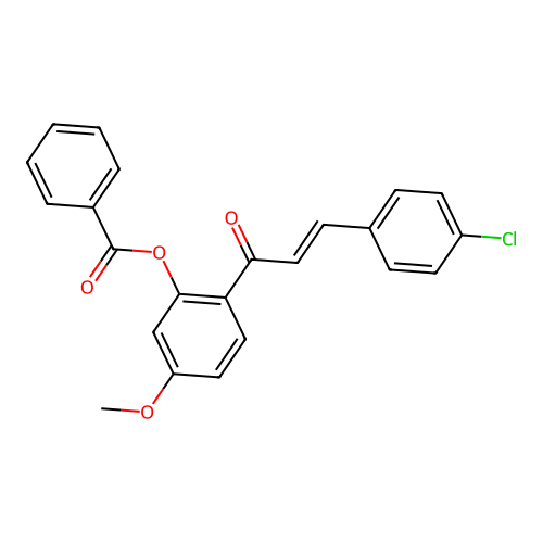 2-[(2E)-3-(4-chlorophenyl)prop-2-enoyl]-5-methoxyphenyl benzoate structure