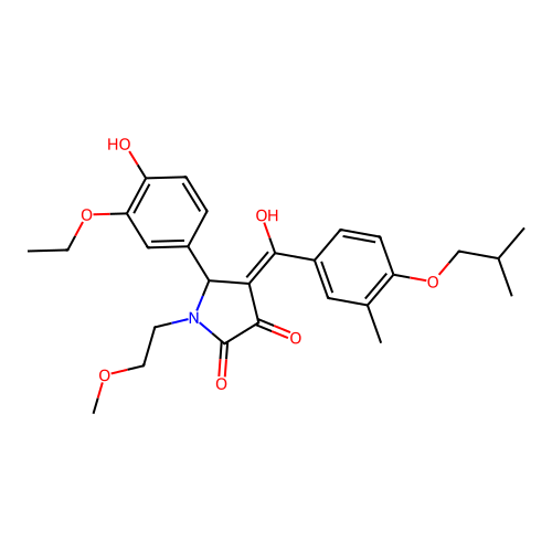 (4E)-5-(3-ethoxy-4-hydroxyphenyl)-4-[hydroxy-[3-methyl-4-(2-methylpropoxy)phenyl]methylidene]-1-(2-methoxyethyl)pyrrolidine-2,3-dione structure