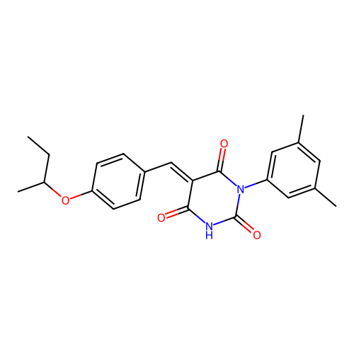(5E)-5-[(4-butan-2-yloxyphenyl)methylidene]-1-(3,5-dimethylphenyl)-1,3-diazinane-2,4,6-trione structure