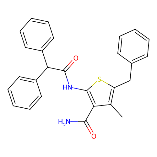 5-Benzyl-2-[(diphenylacetyl)amino]-4-methylthiophene-3-carboxamide structure