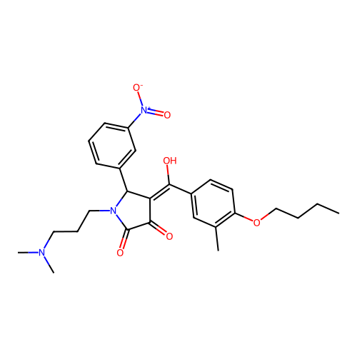 (4E)-4-[(4-butoxy-3-methylphenyl)-hydroxymethylidene]-1-[3-(dimethylamino)propyl]-5-(3-nitrophenyl)pyrrolidine-2,3-dione structure