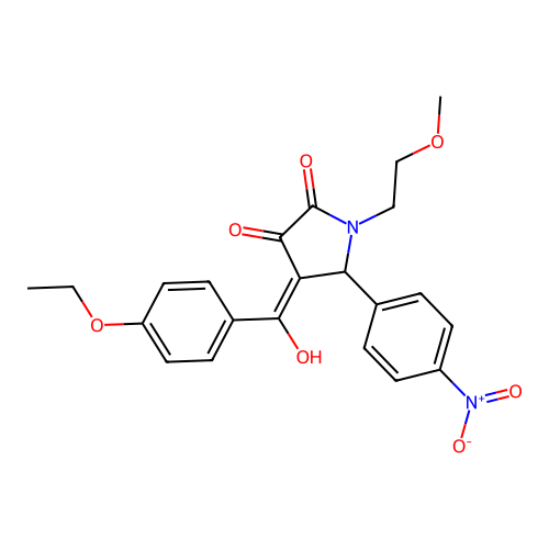 4-(4-ethoxybenzoyl)-3-hydroxy-1-(2-methoxyethyl)-5-(4-nitrophenyl)-1H-pyrrol-2(5H)-one structure