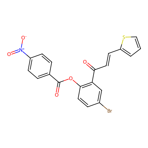[4-bromo-2-[(E)-3-thiophen-2-ylprop-2-enoyl]phenyl] 4-nitrobenzoate structure