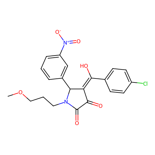 4-[(4-chlorophenyl)carbonyl]-3-hydroxy-1-(3-methoxypropyl)-5-(3-nitrophenyl)-1,5-dihydro-2H-pyrrol-2-one structure