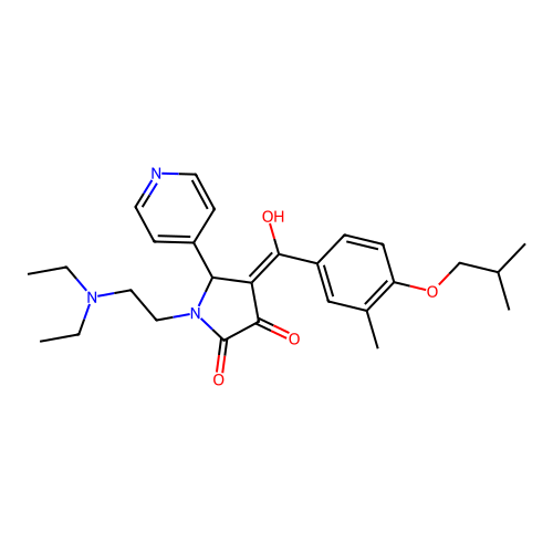 (4E)-1-(2-diethylaminoethyl)-4-[hydroxy-[3-methyl-4-(2-methylpropoxy)phenyl]methylidene]-5-pyridin-4-ylpyrrolidine-2,3-dione structure