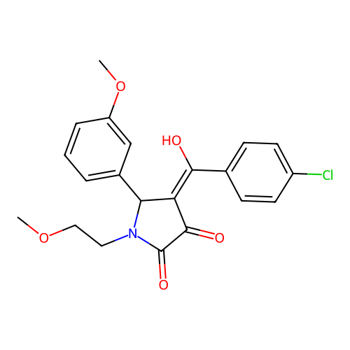 4-(4-chlorobenzoyl)-3-hydroxy-1-(2-methoxyethyl)-5-(3-methoxyphenyl)-1H-pyrrol-2(5H)-one structure