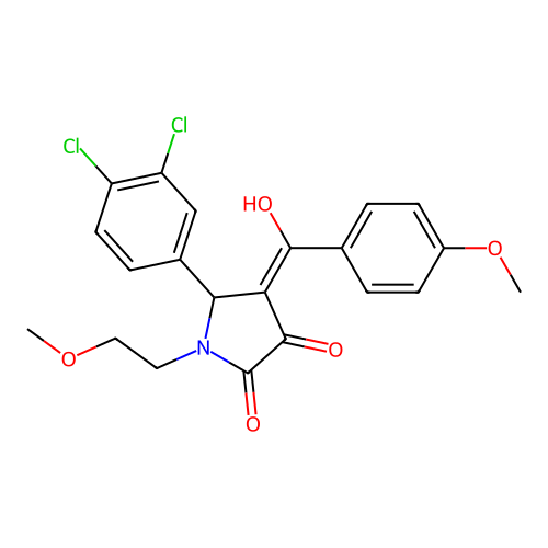 5-(3,4-dichlorophenyl)-3-hydroxy-4-(4-methoxybenzoyl)-1-(2-methoxyethyl)-2,5-dihydro-1H-pyrrol-2-one structure