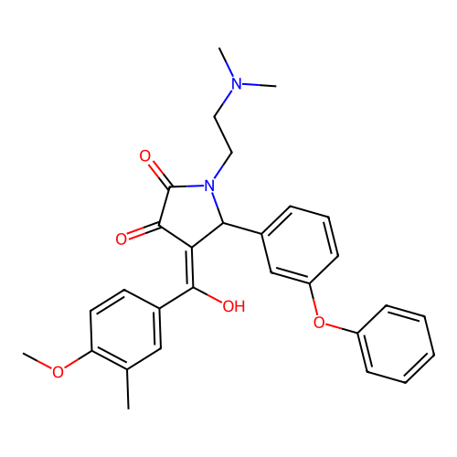 (4E)-1-(2-dimethylaminoethyl)-4-[hydroxy-(4-methoxy-3-methylphenyl)methylidene]-5-(3-phenoxyphenyl)pyrrolidine-2,3-dione structure