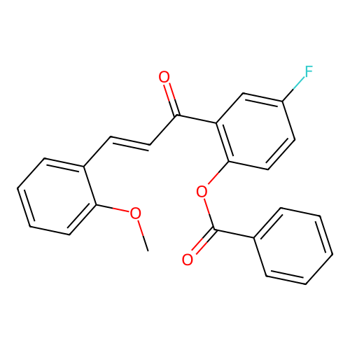 4-fluoro-2-[(2E)-3-(2-methoxyphenyl)prop-2-enoyl]phenyl benzoate structure