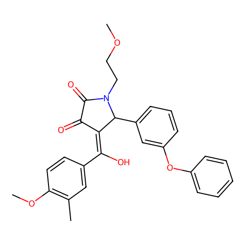 3-hydroxy-4-(4-methoxy-3-methylbenzoyl)-1-(2-methoxyethyl)-5-(3-phenoxyphenyl)-1H-pyrrol-2(5H)-one structure