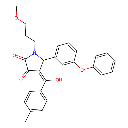 (4E)-4-[hydroxy(4-methylphenyl)methylidene]-1-(3-methoxypropyl)-5-(3-phenoxyphenyl)pyrrolidine-2,3-dione structure