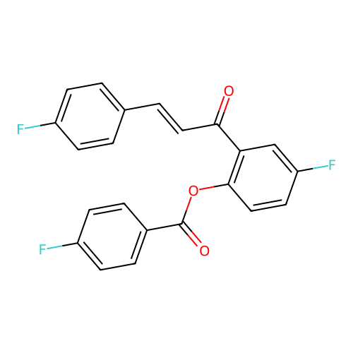 4-fluoro-2-[(2E)-3-(4-fluorophenyl)prop-2-enoyl]phenyl 4-fluorobenzoate structure