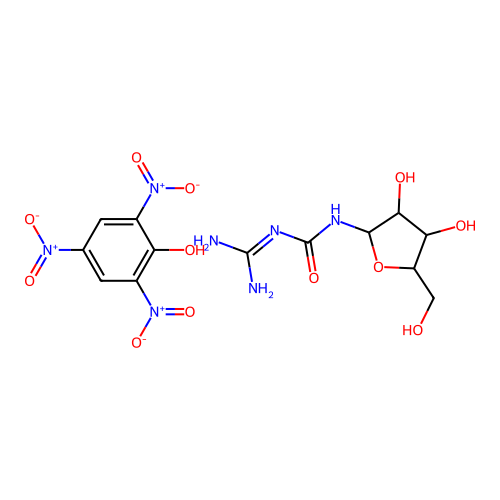 N-[(Diaminomethylidene)carbamoyl]pentofuranosylamine--2,4,6-trinitrophenol (1/1) structure