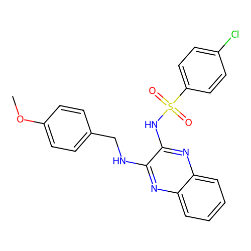 4-chloro-N-(3-((4-methoxybenzyl)amino)quinoxalin-2-yl)benzenesulfonamide structure