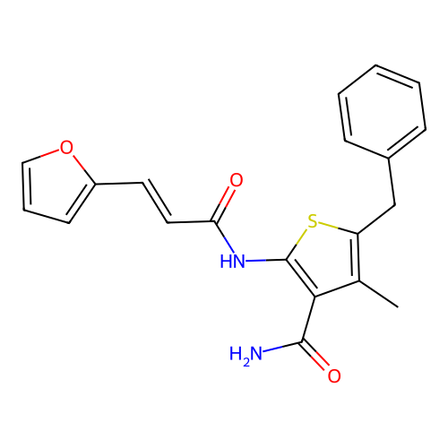 5-Benzyl-2-{[3-(2-furyl)acryloyl]amino}-4-methyl-3-thiophenecarboxamide structure
