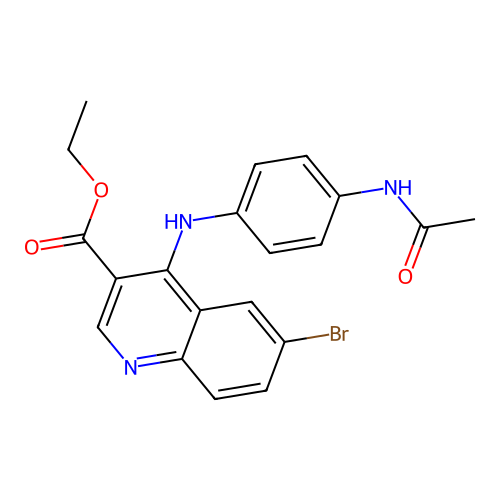 Ethyl 4-{[4-(acetylamino)phenyl]amino}-6-bromoquinoline-3-carboxylate structure